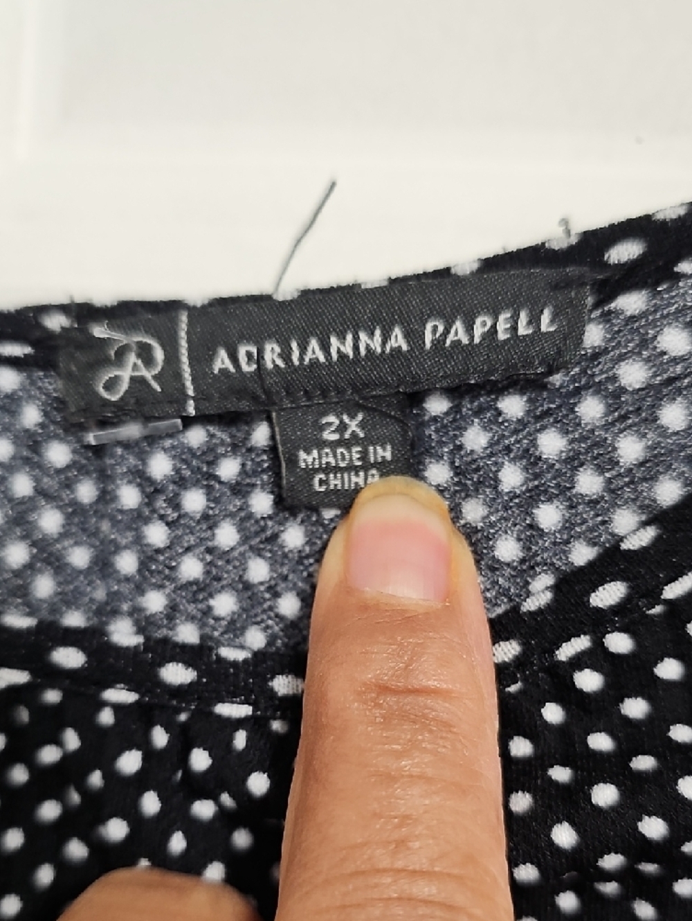 Adrianna Papell Black Polka Dot Peasant Blouse - Picture 4 of 7